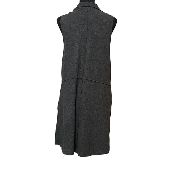 Habitat Women's Gray Long Line Snap Front Vest Collared Sleeveless Lagenlook M - Picture 4 of 7
